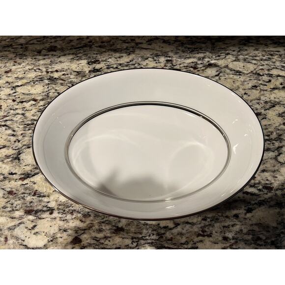 Noritake Galaxy Oval Serving Bowl 6527 White Platinum Vtg - Picture 6 of 7